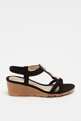 Sandali con zeppa - Nero