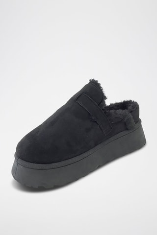 Zuecos forrados con plataforma - Negro