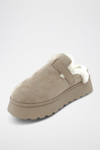 Zuecos forrados con plataforma - Caqui