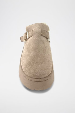 Zuecos forrados con plataforma - Caqui