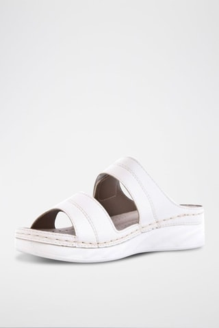 Sandalias de piel de cuña - Blanco