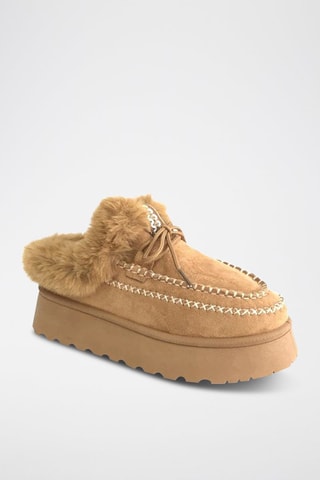 Mocasines forrados con plataforma - Camel