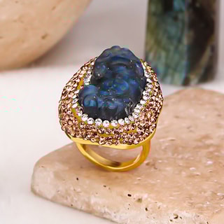 Anello - Ottone placcato oro e lapislazzuli