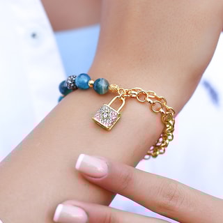 Bracciale - Ottone placcato oro e agata