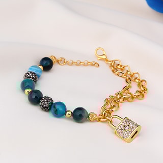 Bracciale - Ottone placcato oro e agata