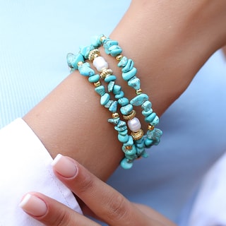 Bracciale - Ottone placcato oro e turchese