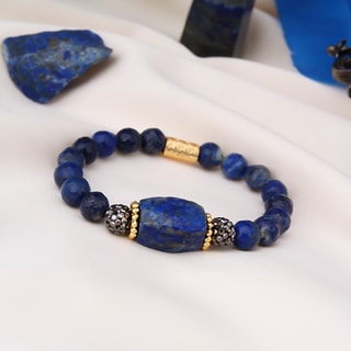 Bracciale - Ottone placcato oro & lapislazzuli