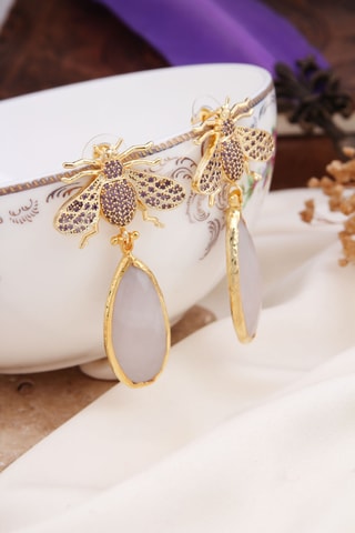 Orecchini - Placcato oro giallo, quarzo e zirconi