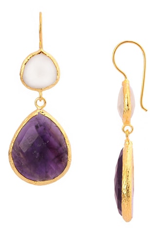 Orecchini - Bronzo, pietre di luna e ametiste