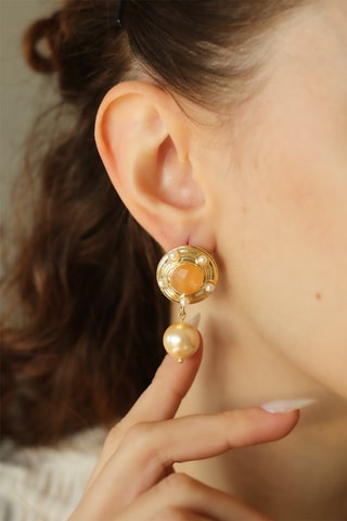 Boucles d'oreilles - Citrines et perles de culture