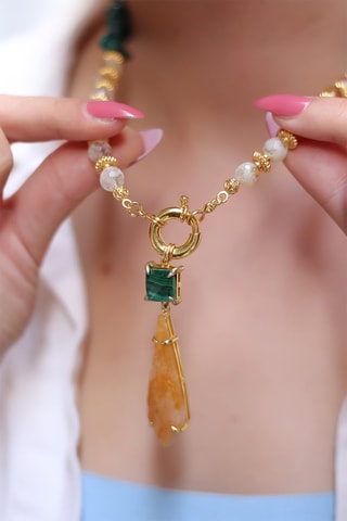 Collana - Citrino e prehnite