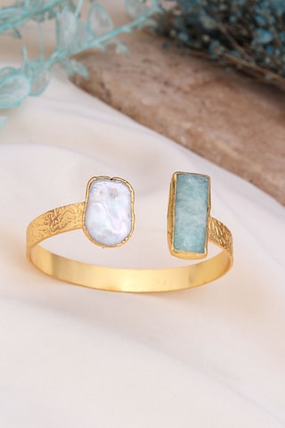 Jonc doré à l'or fin jaune - Amazonite