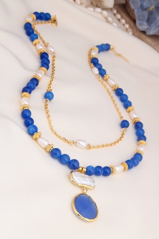 Collana multifilo - Occhi di gatto e perle coltivate