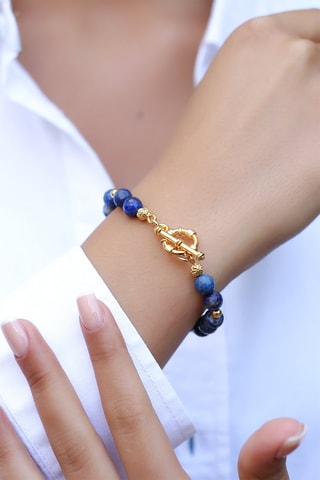 Bracciale laminato oro giallo - Lapislazzuli