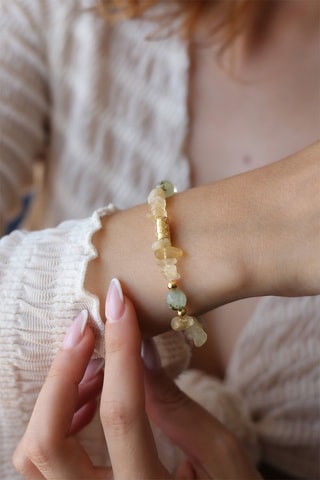 Bracciale - Laminato oro giallo, citrini e prehnite
