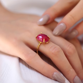 Anello - Ottone placcato oro e agata