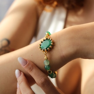 Bracciale - Ottone placcato oro e quarzo