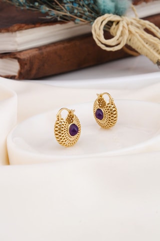 Orecchini - Placcato oro giallo e ametiste