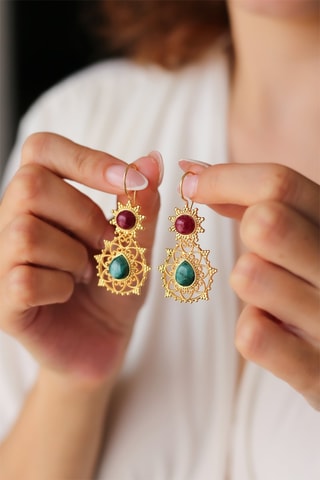 Orecchini - Rodoniti e agate