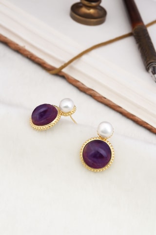 Orecchini - Placcato oro giallo, ametiste e perle coltivate