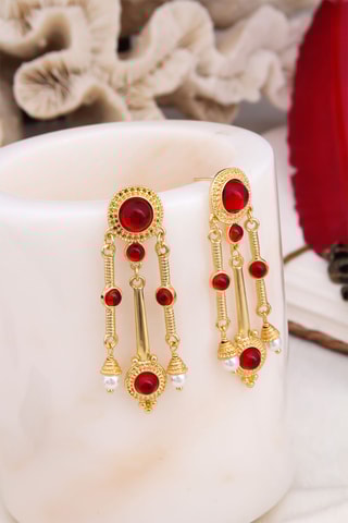 Orecchini - Dorato e rosso