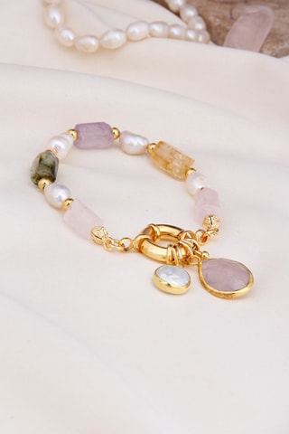 Bracciale - Placcato oro giallo e quarzo