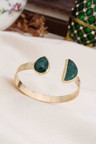 Bracciale bangle - Placcato oro giallo e agate