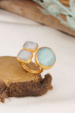 Anello - Amazzonite e pietre di luna