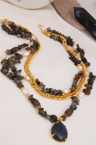 Collana multifilo - Placcato oro giallo e labradoriti