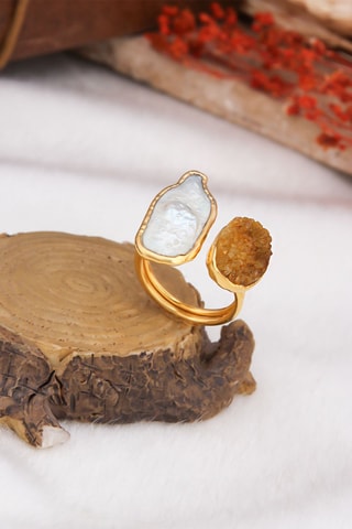 Anello - Citrino e amazzonite  