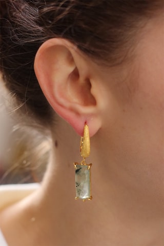 Orecchini - Placcato oro giallo e prehniti