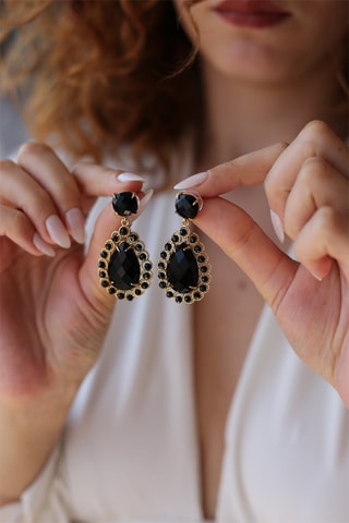 Orecchini - Laminato oro giallo e onice