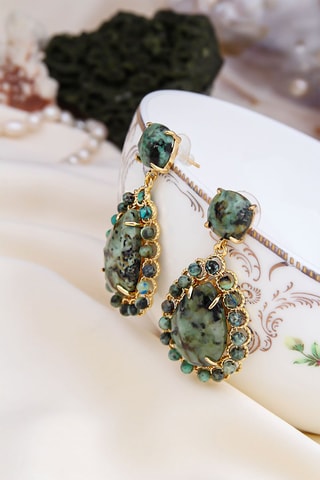 Orecchini - Laminato oro giallo e turchesi