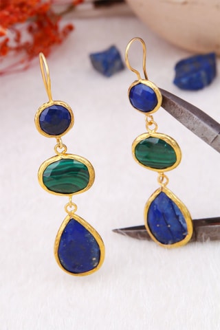 Orecchini laminato oro giallo - Lapislazzuli