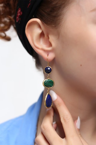 Orecchini laminato oro giallo - Lapislazzuli