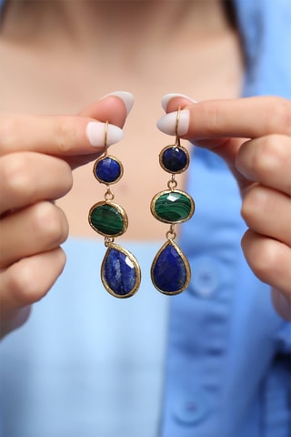 Orecchini laminato oro giallo - Lapislazzuli