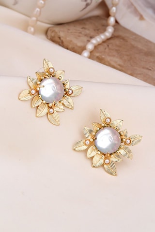 Orecchini - Laminato oro giallo e perle coltivate