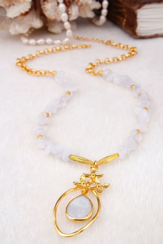 Collana - Placcato oro giallo e pietra di luna