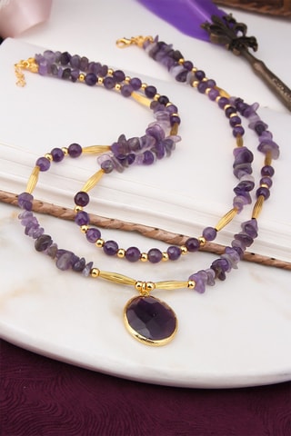 Collana laminato oro giallo Ametista