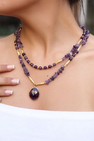 Collana laminato oro giallo Ametista