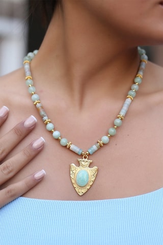 Collana laminato oro giallo Amazzonite