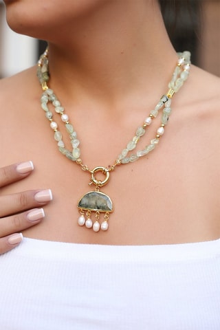 Collana laminato oro giallo - Prehnite