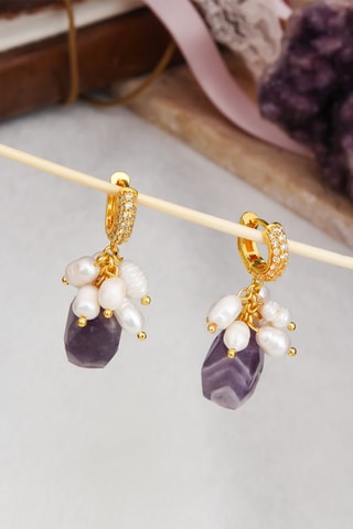 Collana - Placcato oro giallo, ametiste e perle coltivate