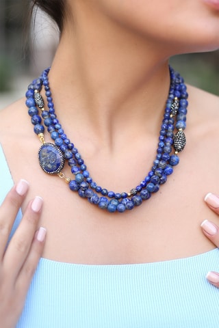 Collana laminato oro giallo Labradorite