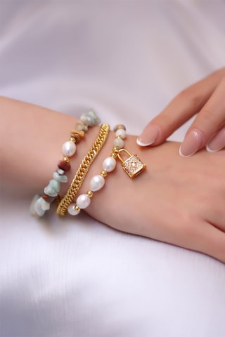 Bracciale Amazzonite e perla coltivata