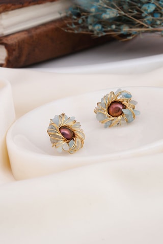 Orecchini - Placcato oro giallo, opali e perle coltivate 