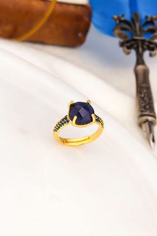 Anello - Placcato oro giallo e lapislazzuli