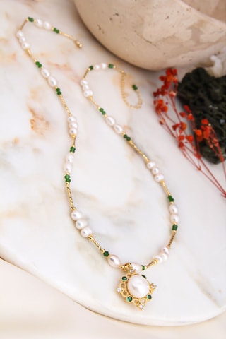 Collana - Dorato e bianco