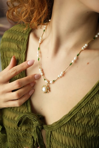 Collana - Dorato e bianco