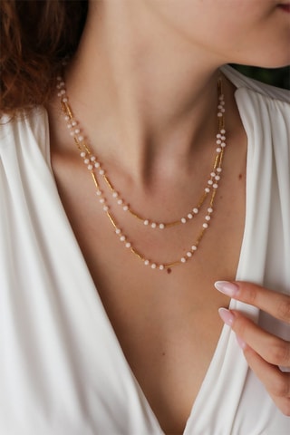 Collana doppio giro - Placcato oro giallo e quarzo